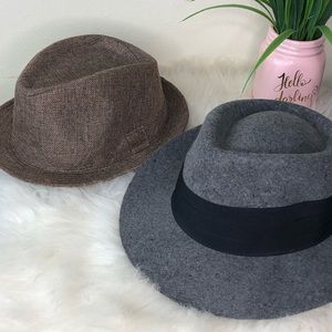 2 -Forever 21 Fedora Hat Bundle-Tweed & 100% Wool!